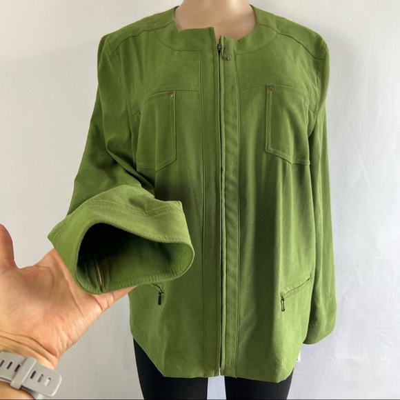 3/$30 🍂 JM Collection Women’s Jacket Full Zip Pockets Green Size 14 - Picture 6 of 10